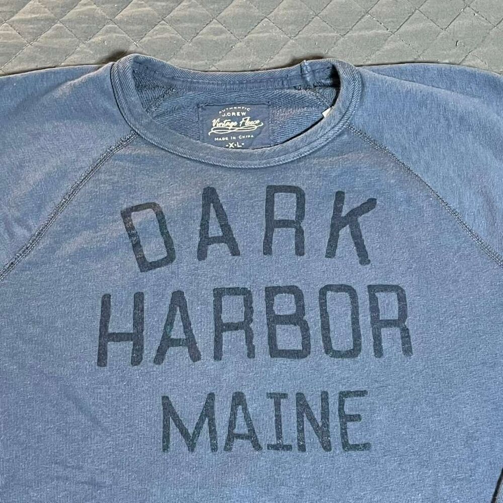 J.CREW Dark Harbor Maine‎ Vintage Fleece Crewneck Sweatshirt Blue Men’s XL - Picture 3 of 9